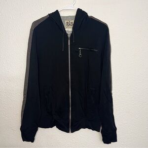 Juicy Couture Vintage Track Jacket Black Gray Full Zip Embroidered Hoodie Y2K